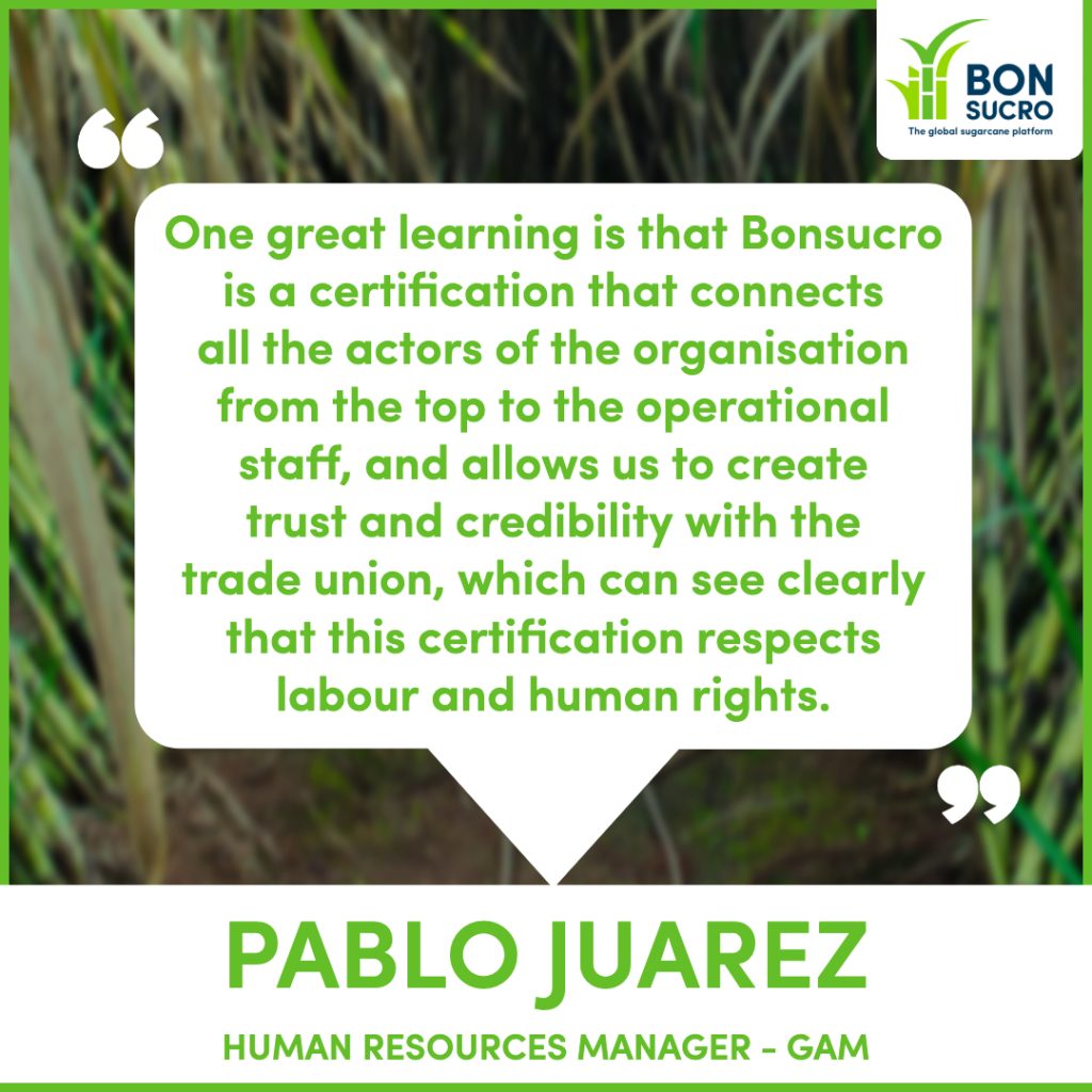 Quotes from GAM - Pablo Juarez regarding Bonsucro certification