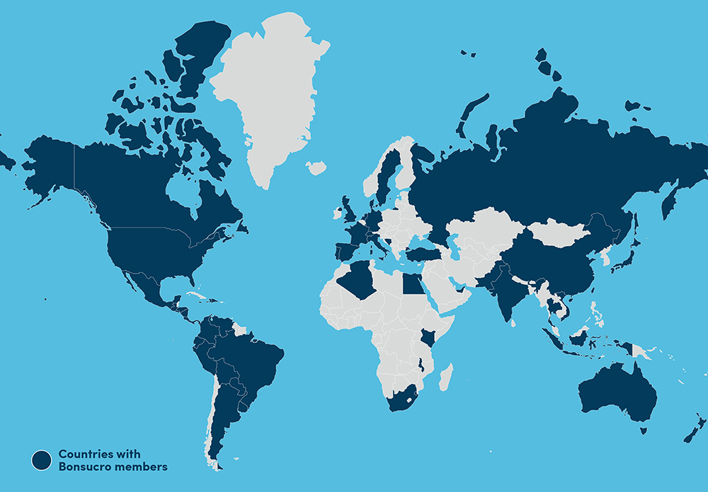 Map of Bonsucro members around the world